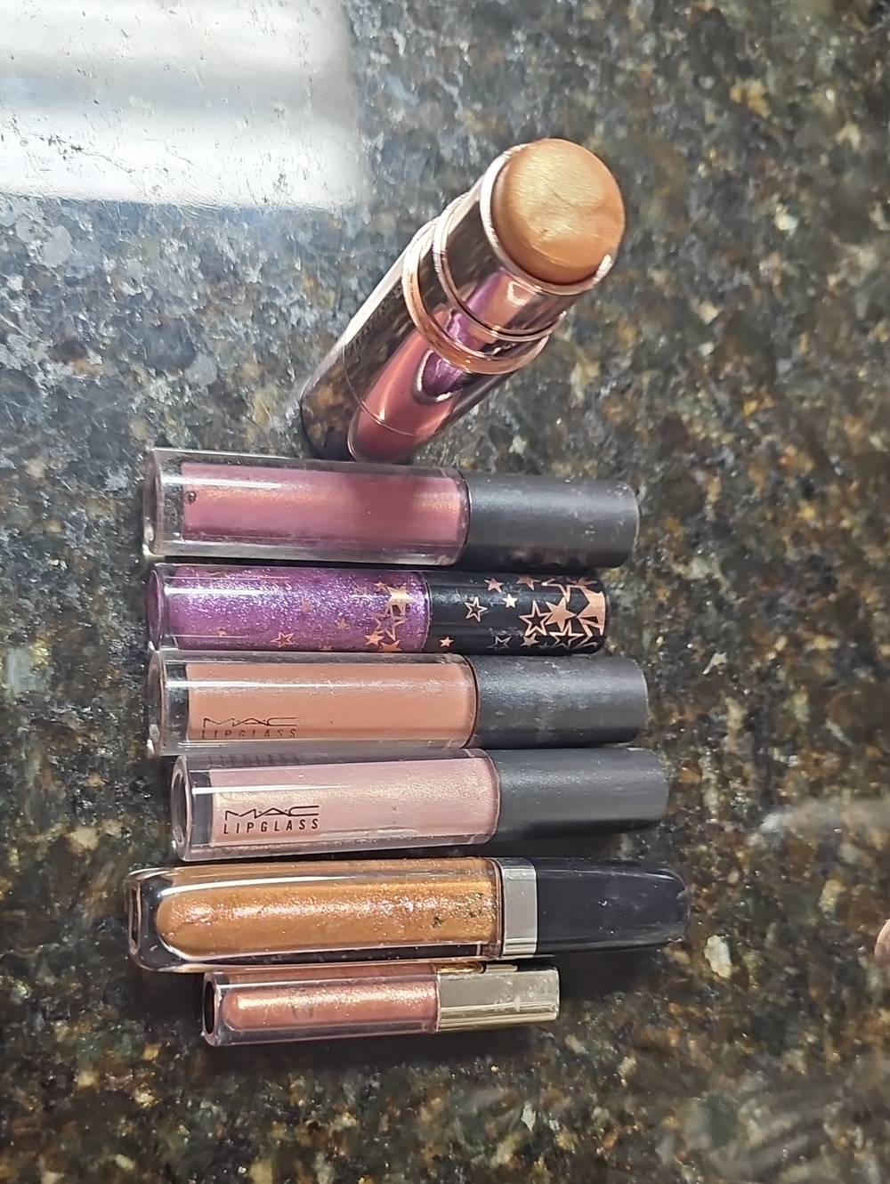 MAC Cosmetics Lip Trio & Gloss Set in Pink, Purple, Nude and Gold Shimmers